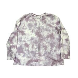 Women's Large Purple Ty Dye Sweatshirt | Denim & Co | Crew Neck Long Sleeve Top